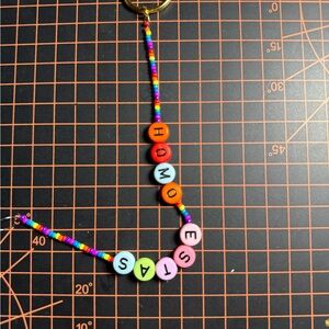 Colorful Beaded Keychain with Letter Beads